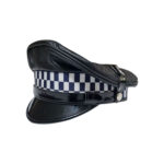 Genuine Full Leather Black Army Muir Biker Peaked Police Gay Bluf Cap Hat