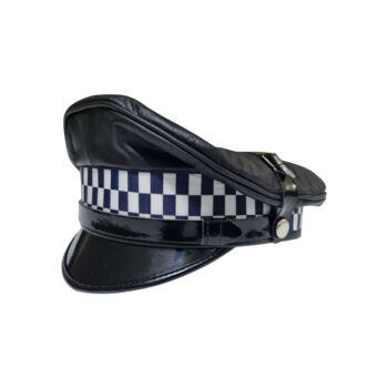 Genuine Full Leather Black Army Muir Biker Peaked Police Gay Bluf Cap Hat