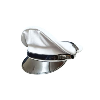 Genuine Full Leather white Army Muir Biker Peaked Police Gay Bluf Cap Hat