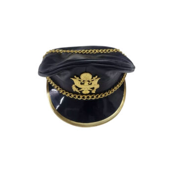 Us Genuine Full Leather Dark BrownArmy Muir Biker Peaked Police Gay Bluf Cap Hat
